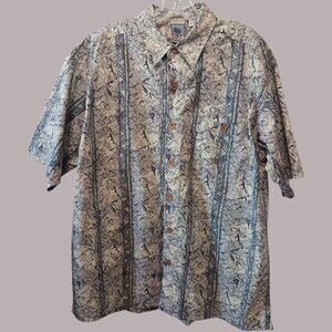 Gotcha Sport Mens Tropical Printed Button-Up Shirt Blue/ white Large